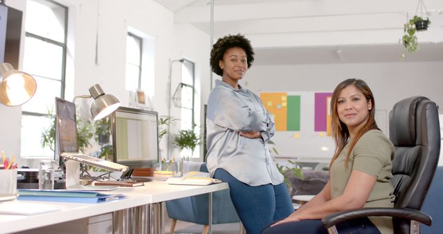 Two Businesswomen Working in Modern Office - Download Free Stock Images Pikwizard.com