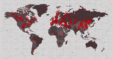 Global Coronavirus Spread on Digital World Map