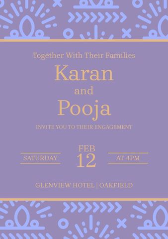 Elegant Lavender Engagement Invitation with Tribal Accents - Download Free Stock Templates Pikwizard.com