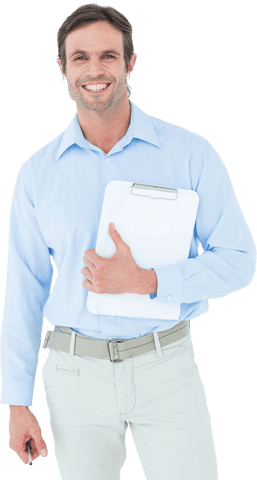 Confident Smiling Supervisor Holding Transparent Clipboard - Download Free Stock Videos Pikwizard.com