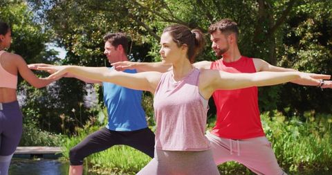 Group Yoga Session in Sunny Park with Instructor - Download Free Stock Images Pikwizard.com