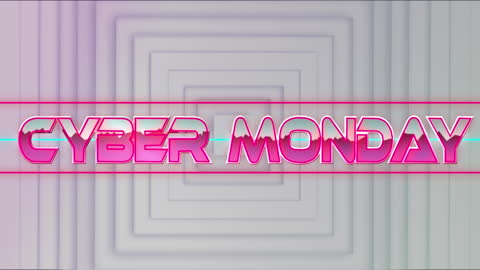 Cyber Monday Sale Banner with Retro Style and Square Patterns