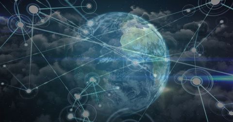 Global Network Connectivity Over Earth with Digital Links - Download Free Stock Images Pikwizard.com