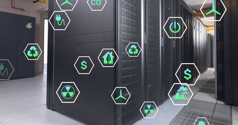 Sustainable Technology Solutions in Modern Server Room - Download Free Stock Images Pikwizard.com