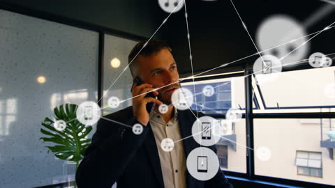 Businessman Engaging Networking Strategy with Smartphone