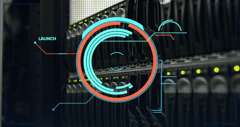 Digital Interface Animation Over Data Center Servers
