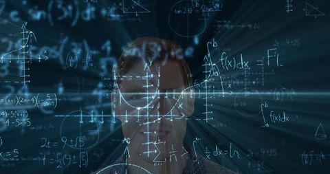 Man Immersed in Mathematical Formulas Highlighting Problem Solving - Download Free Stock Images Pikwizard.com