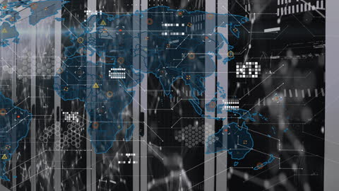 Digital Interface: Global Networking and Data Processing Concept