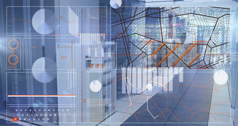 High-Tech Data Network in Modern Server Room
