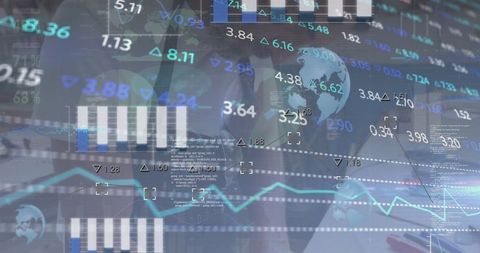 Digital Financial Data Overlaid on Diverse Carpentry Team at Work