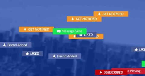 Dynamic Social Media Notifications Over Urban Skyline - Download Free Stock Images Pikwizard.com