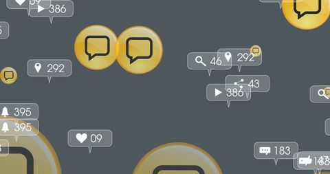 Digital Media Communication Technology Icons Floating