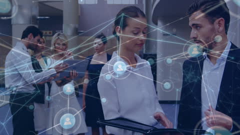 Business Networking Event with Digital Connections Overlay