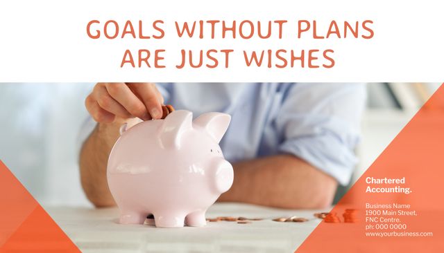 Person Saving Money In Piggy Bank With Motivational Quote About Planning - Download Free Stock Templates Pikwizard.com