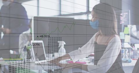 Masked Professional Analyses Financial Data During Pandemic - Download Free Stock Images Pikwizard.com