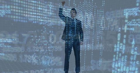 Businessman Triumphs Over Stock Market Data Visualization - Download Free Stock Images Pikwizard.com