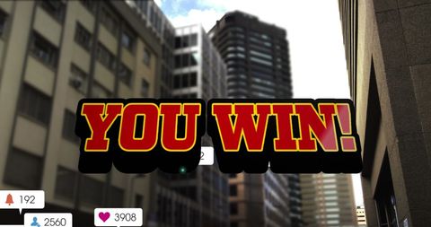 Victory Concept with Blurred Cityscape and Social Icons - Download Free Stock Images Pikwizard.com