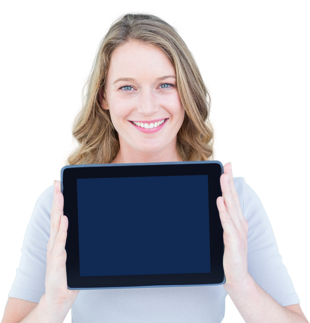 Portrait of Happy Woman Showing Transparent Digital Tablet - Download Free Stock Videos Pikwizard.com