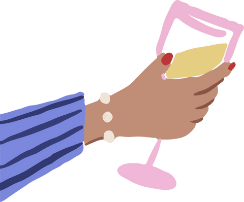 Elegant Hand Holding Pink Wine Glass on Transparent Background