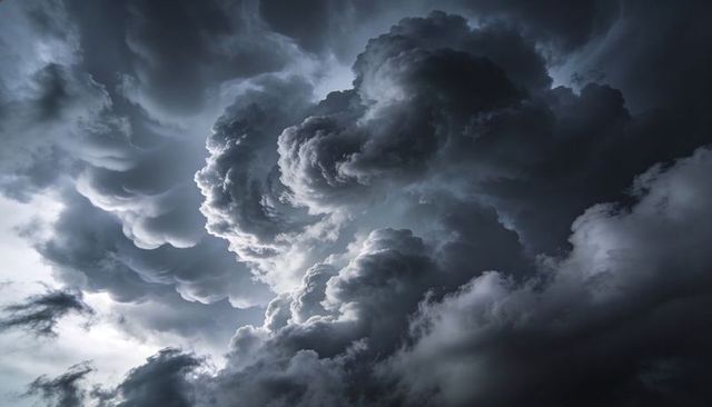 Towering Cumulonimbus Thunderhead Rising in Dark Sky with Dramatic Illuminated Edges