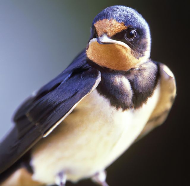 Close up of swallow created using generative ai technology. Animals, wildlife and nature concept, digitally generated image.