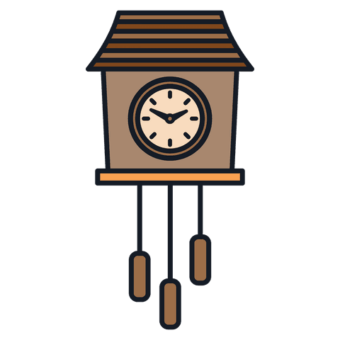 Cuckoo clock illustration transparent background classic design