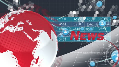 Animated News Background with Global Data and Digital Network