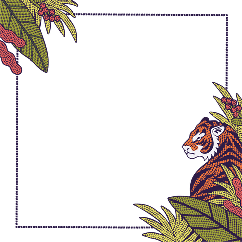 decorative flat jungle tiger and leaf transparent border design - Download Free Stock Videos Pikwizard.com