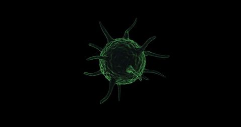Abstract close-up of virus molecule on black background