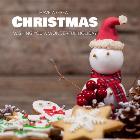 Whimsical snowman decoration with holiday greetings