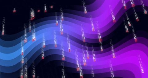 Abstract Digital Binary Code on Vibrant Waves Background - Download Free Stock Images Pikwizard.com
