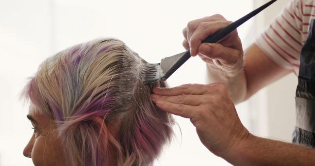 Hairdresser Coloring Hair with Brush in Beauty Salon - Download Free Stock Images Pikwizard.com