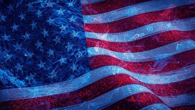 Digital Transformation of American Flag with Technology Imagery