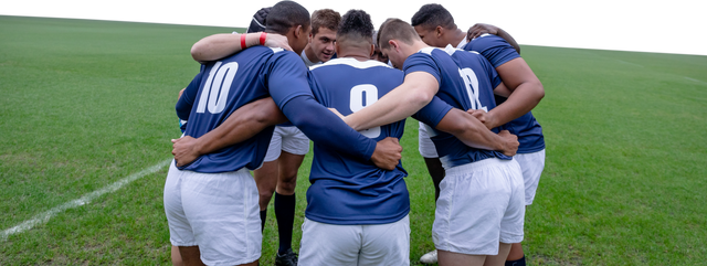 Diverse Rugby Players Huddling on Grass Field, Transparent Background - Download Free Stock Videos Pikwizard.com