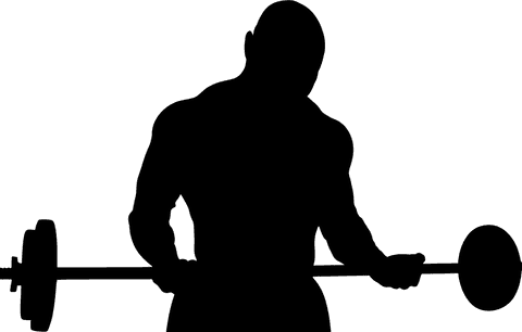 Transparent silhouette of sportsman lifting weights