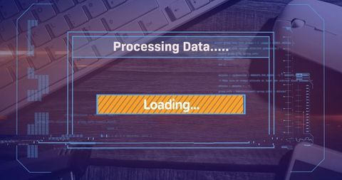 Digital Data Processing on Tech Desk with Loading Screen - Download Free Stock Images Pikwizard.com