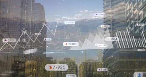 Urban analytics with overlayed data visualizations and graphs