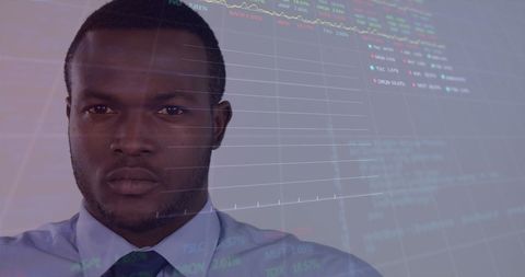 African American Businessman Analyzing Stock Market Trends