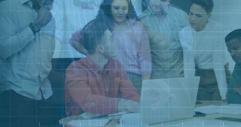 Diverse Team Analyzing Digital Projection During Office Meeting