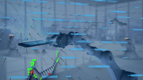 Robotic Arm Interacting with Digital Finance Data Concepts