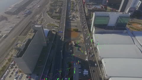 Financial Data Processing Superimposed on Cityscape