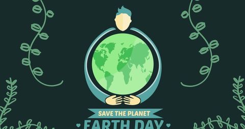 Earth Day Concept with Human Figure Holding Globe and Greenery