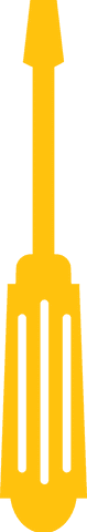 Stylized yellow screwdriver icon on transparent background