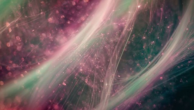 Ethereal Abstract Light Ribbons with Bokeh Particles