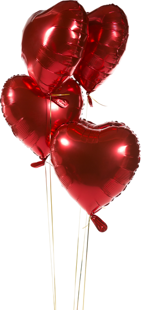 Four Red Heart-Shaped Balloons on Transparent Background - Download Free Stock Videos Pikwizard.com