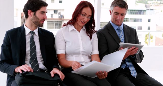 Three Business Professionals Collaborating During Meeting - Download Free Stock Images Pikwizard.com