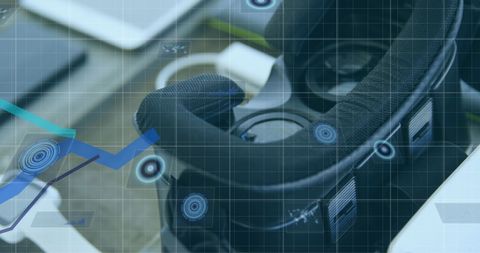Virtual Reality Headset with Graphical Data Interfaces - Download Free Stock Images Pikwizard.com