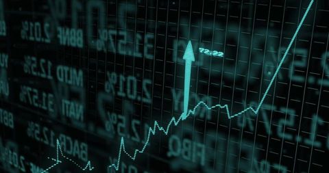 Financial Chart Analytics with Rising Market Trend Arrow