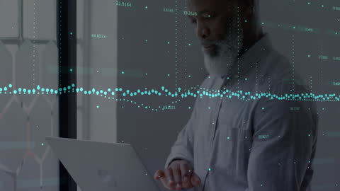 Business Professional Enhancing Data Analysis with Innovative Technology