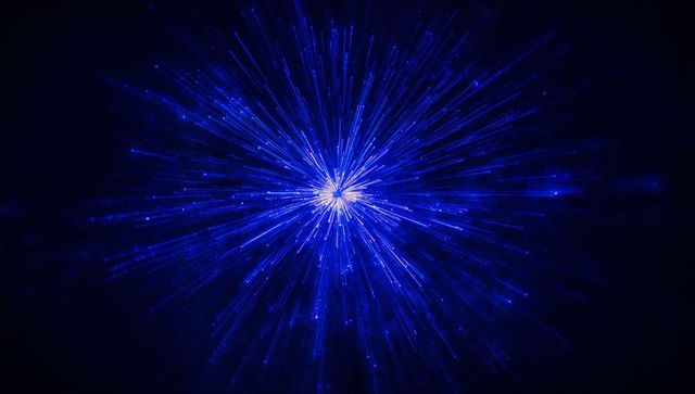 Vibrant Blue Radiating Light Burst in Futuristic Abstract Theme